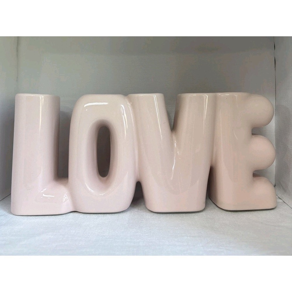 Overjoyed Boutique Vase Pink Bubble Letter Love